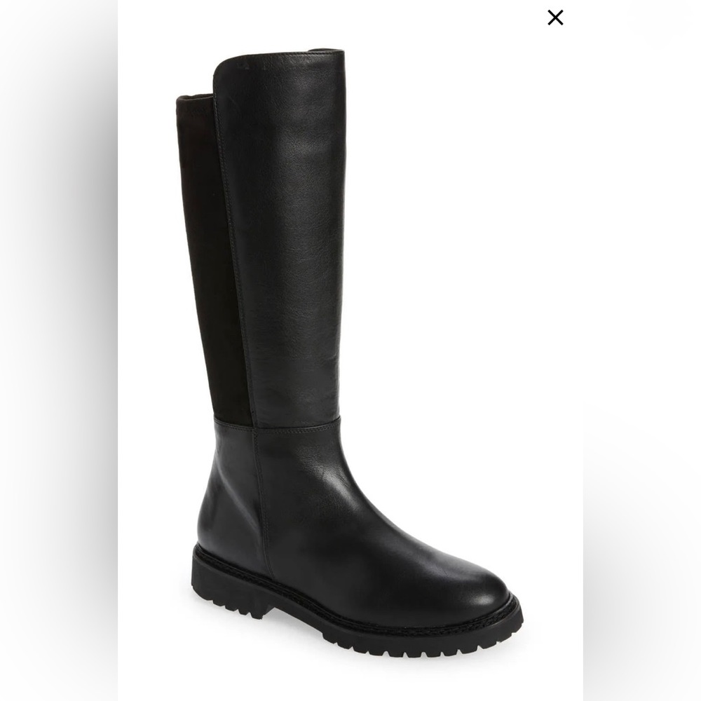 AQUATALIA Mattie Water Resistant Black Leather/Suede Tall Boot